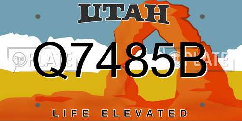 Q7485B Utah License Plate