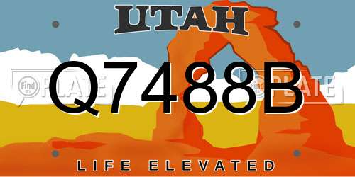 Q7488B Utah License Plate