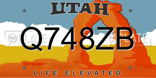 Q748ZB Utah License Plate