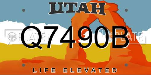 Q7490B Utah License Plate