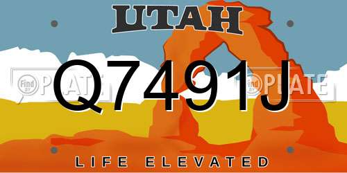 Q7491J Utah License Plate