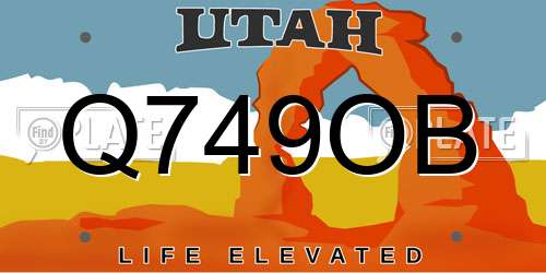 Q749OB Utah License Plate