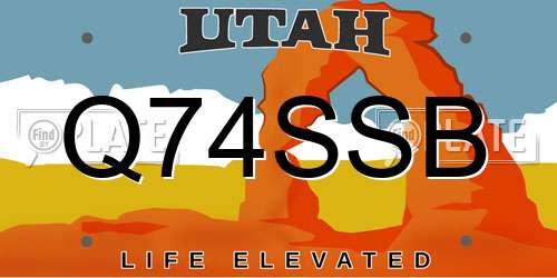Q74SSB Utah License Plate