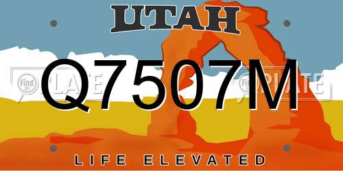 Q7507M Utah License Plate