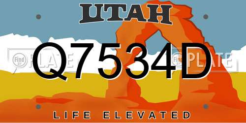 Q7534D Utah License Plate