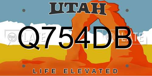 Q754DB Utah License Plate