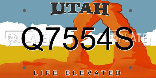 Q7554S Utah License Plate