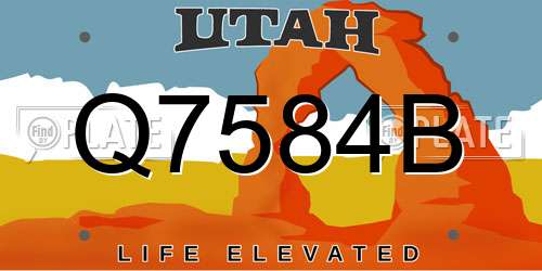 Q7584B Utah License Plate