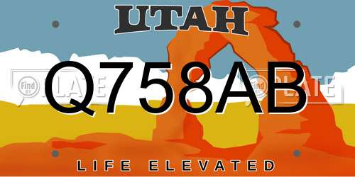 Q758AB Utah License Plate