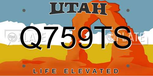 Q759TS Utah License Plate