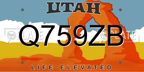 Q759ZB Utah License Plate
