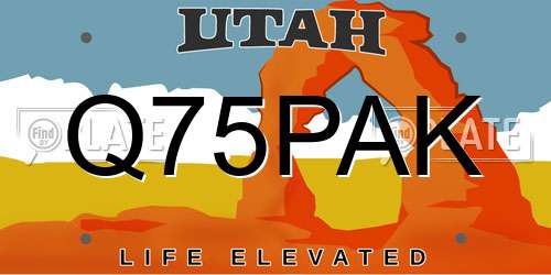 Q75PAK Utah License Plate