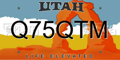 Q75QTM Utah License Plate