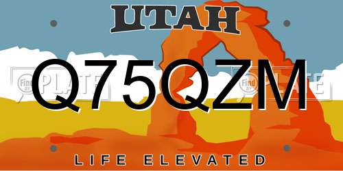 Q75QZM Utah License Plate