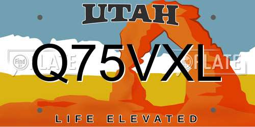Q75VXL Utah License Plate