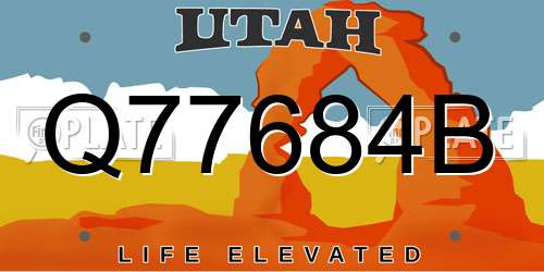 Q77684B Utah License Plate