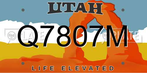 Q7807M Utah License Plate
