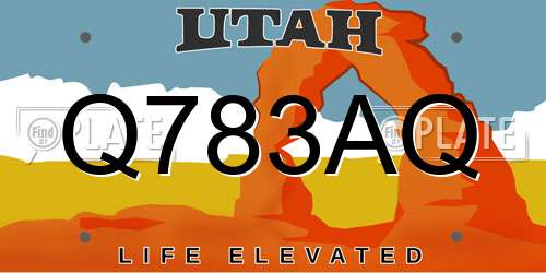 Q783AQ Utah License Plate