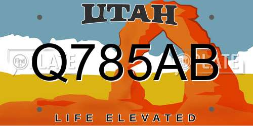 Q785AB Utah License Plate