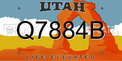 Q7884B Utah License Plate
