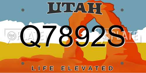 Q7892S Utah License Plate
