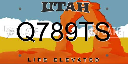 Q789TS Utah License Plate