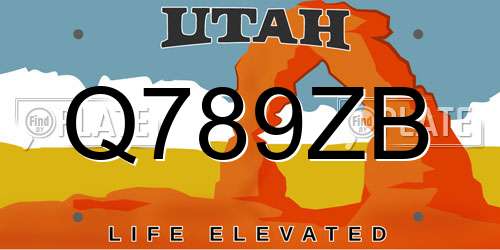 Q789ZB Utah License Plate