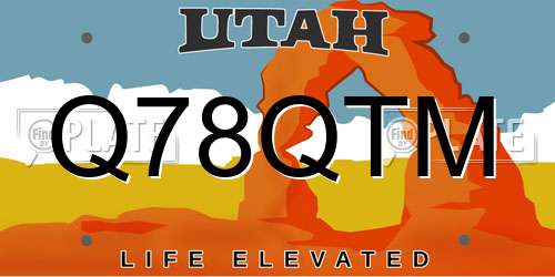 Q78QTM Utah License Plate