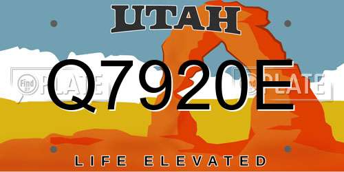 Q7920E Utah License Plate