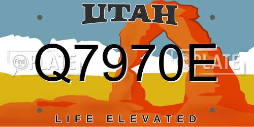 Q7970E Utah License Plate