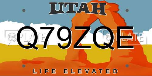 Q79ZQE Utah License Plate