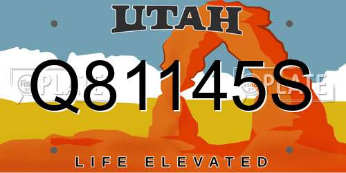 Q81145S Utah License Plate