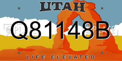 Q81148B Utah License Plate
