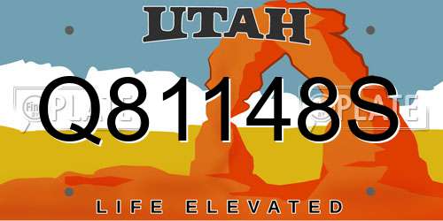 Q81148S Utah License Plate