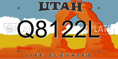 Q8122L Utah License Plate