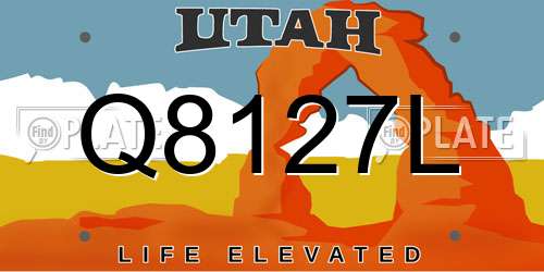 Q8127L Utah License Plate