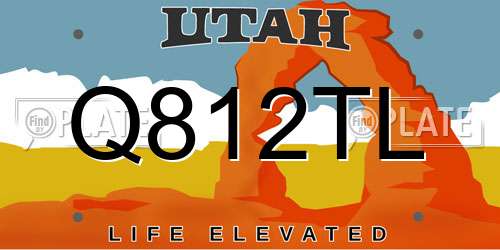 Q812TL Utah License Plate