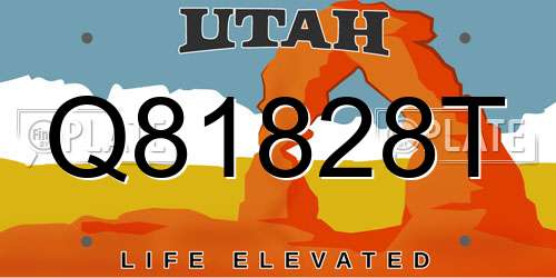 Q81828T Utah License Plate