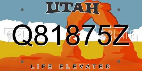 Q81875Z Utah License Plate