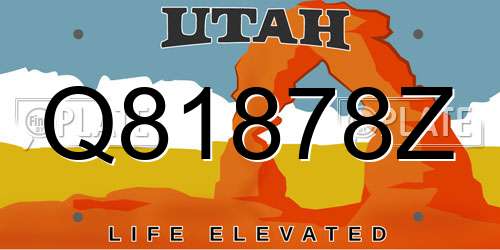 Q81878Z Utah License Plate