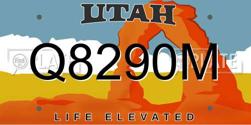 Q8290M Utah License Plate