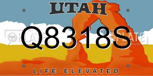 Q8318S Utah License Plate