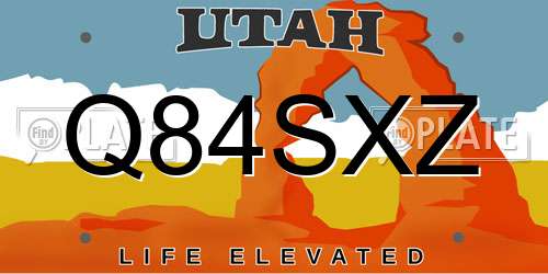 Q84SXZ Utah License Plate