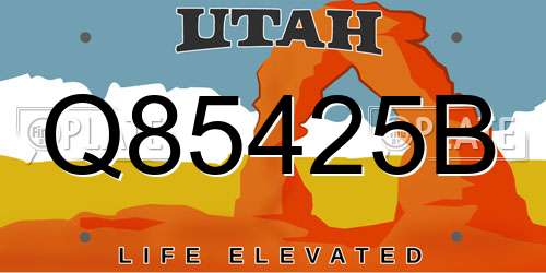 Q85425B Utah License Plate