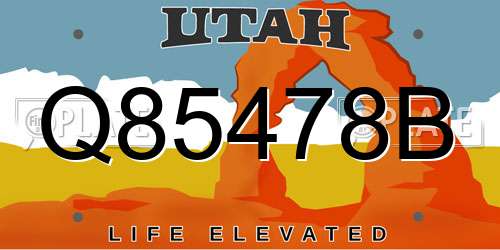 Q85478B Utah License Plate