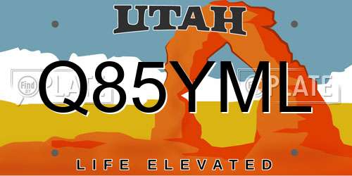 Q85YML Utah License Plate