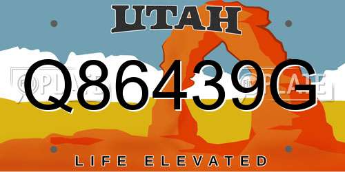 Q86439G Utah License Plate