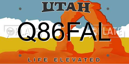 Q86FAL Utah License Plate