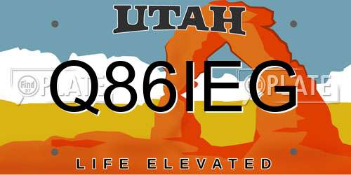 Q86IEG Utah License Plate