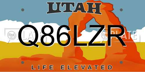 Q86LZR Utah License Plate